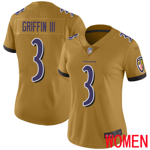 Baltimore Ravens Limited Gold Women Robert Griffin III Jersey NFL Football #3 Inverted Legend